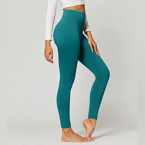Anemone Premium Fleece Lined Leggings - Aqua Teal NWT